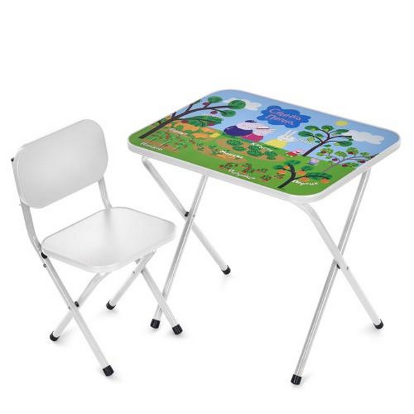 Столик M 5963-1 (1шт) 59,5-44см, 1 стільчик, складний, в кор-ці, 65-55,5-7см, PP, овочі-фрукти, біли (шт.)