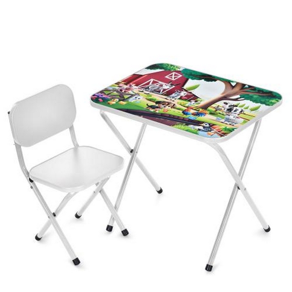 Столик M 5966-1 (1шт) 59,5-44см, 1 стільчик, складний, в кор-ці, 65-55,5-7см, домашні тварини, білий (шт.)