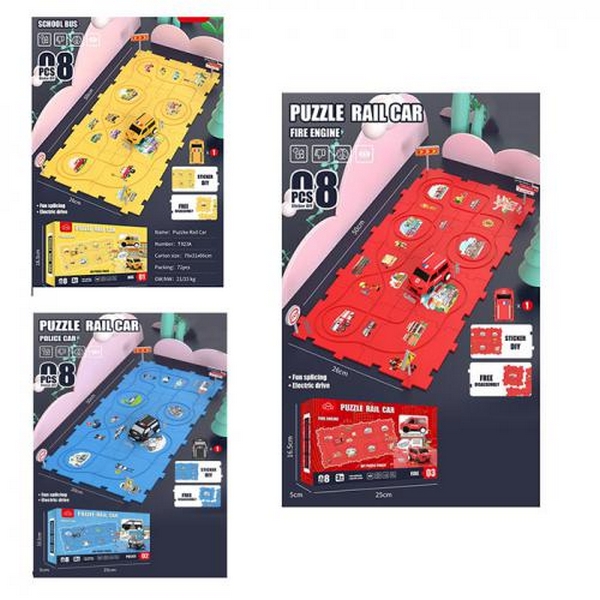 Трек T923A-24A-25A (24шт) ігрове поле-пазли 26-50см, спецтранспорт 7см-їздить, 3 види, на бат-ці,в к (шт.)