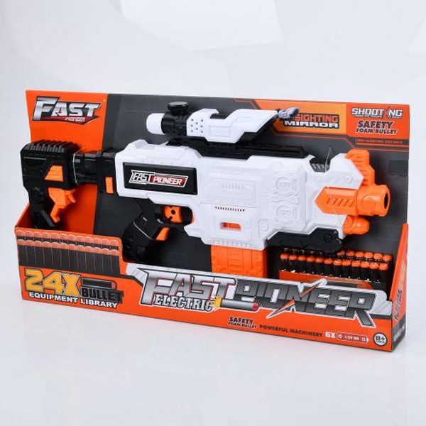 Автомат BIG508 (8шт) 57,5см, м'які кулі 24шт, прицел, на бат-ці, в кор-ці, 60-32-17см (шт.)