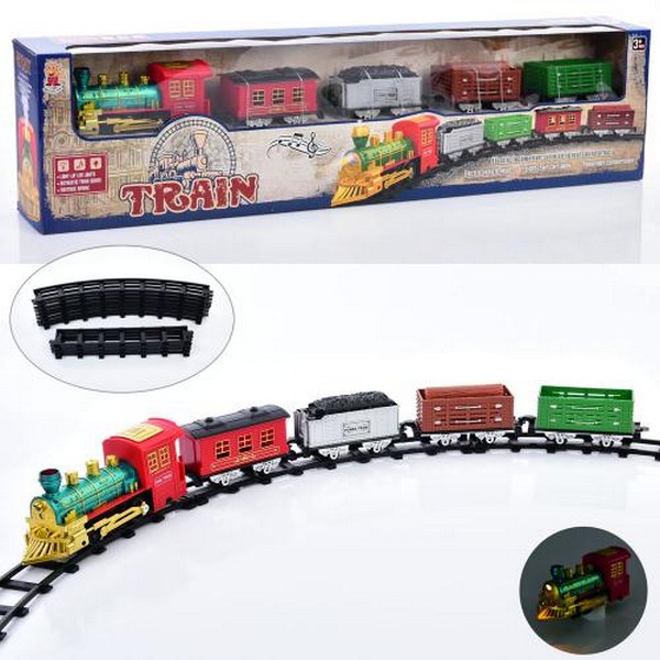 Залізниця 5818-1P (16шт) 140-92см, локомотив, 5 вагонів,пара/дим, звук, світло, 12дет, на бат-ці, в (шт.)