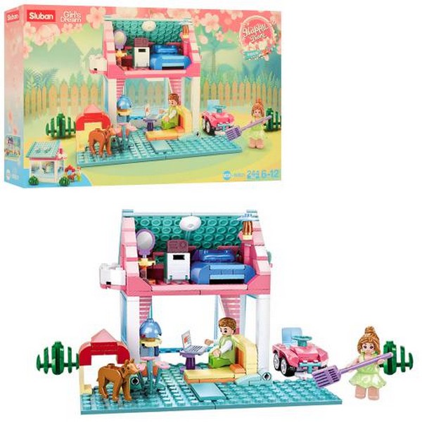 Конструктор SLUBAN M38-B0821 (16шт) будинок, машина, фігурки, 244дет, в кор-ці, 38,5-24-7см (шт.)