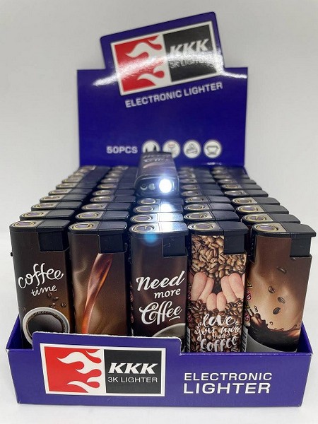 Запальничка KKK 975Led Coffee турбо (50/1000) (шт.)