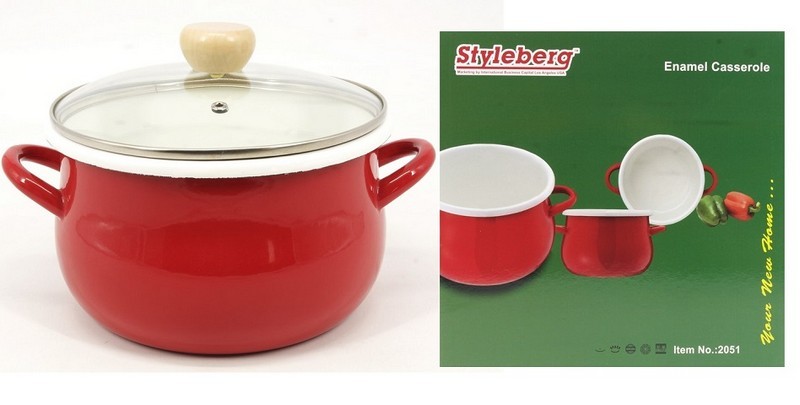 2051 Емальована каструля 22 см RED 2051 (шт.)