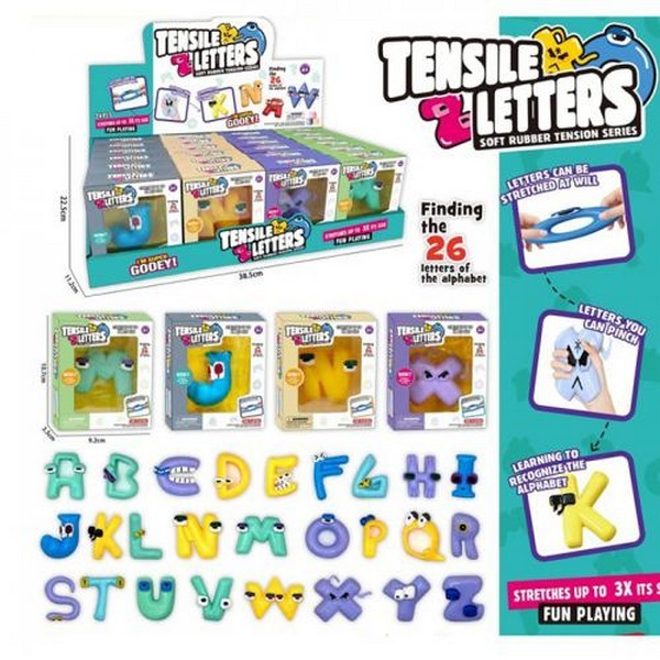 Гра 335-51 (288шт) літера (англ), 5см, антистрес, тягнться, в кор-ці, дисплей(абетка-англ), 24шт(мік (шт.)