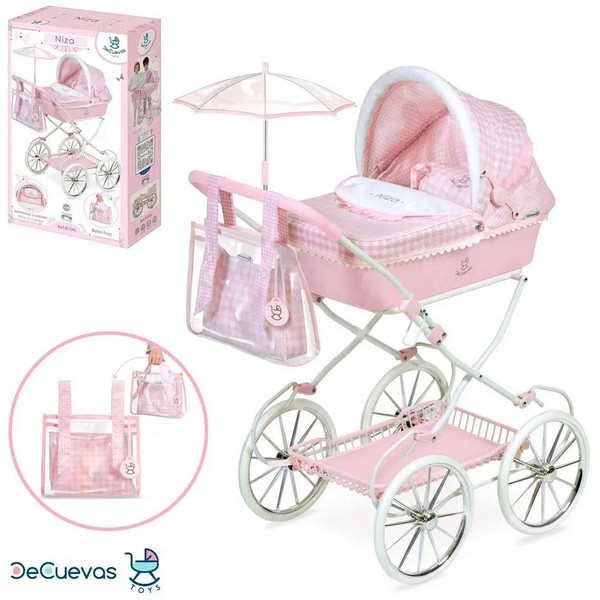 Коляска 81046 (4шт) для ляльки, класика, 80-42-в81см, корзина, подушка, сумка, метал, в кор-ці, 36-6 (шт.)