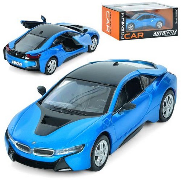 Машина AP-1919 (8шт) АвтоСвіт, 1:24, BMW i8 Coupe, метал, 19см, відкриваються двері, гумові колеса, (шт.)