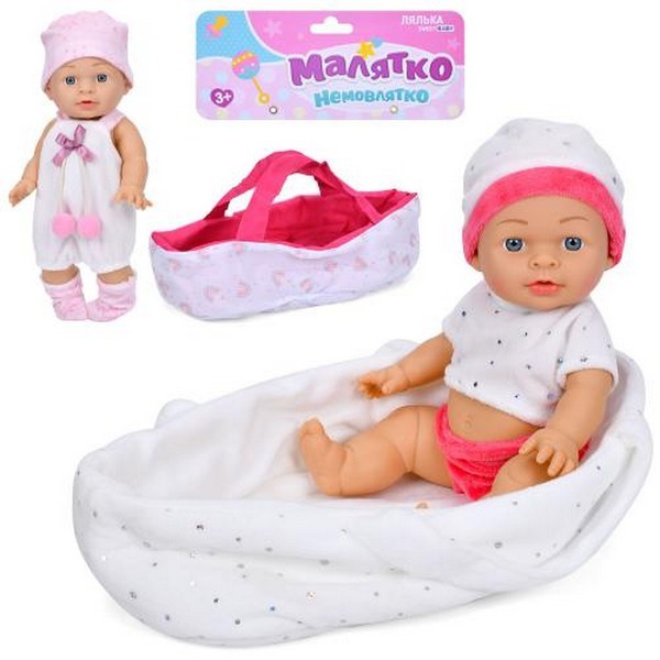 Пупс YL2430F-B-C-DM-UA (18шт) 30см, люлька-переноска, 2 види, у пакеті, 24-46-8см (шт.)