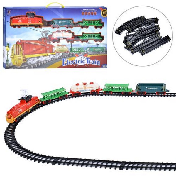 Залізниця 2099-1 (9шт) 165-76,5см, локомотив, 4 вагони, звук, світло, 26дет, на бат-ці, в кор-ці, 72 (шт.)