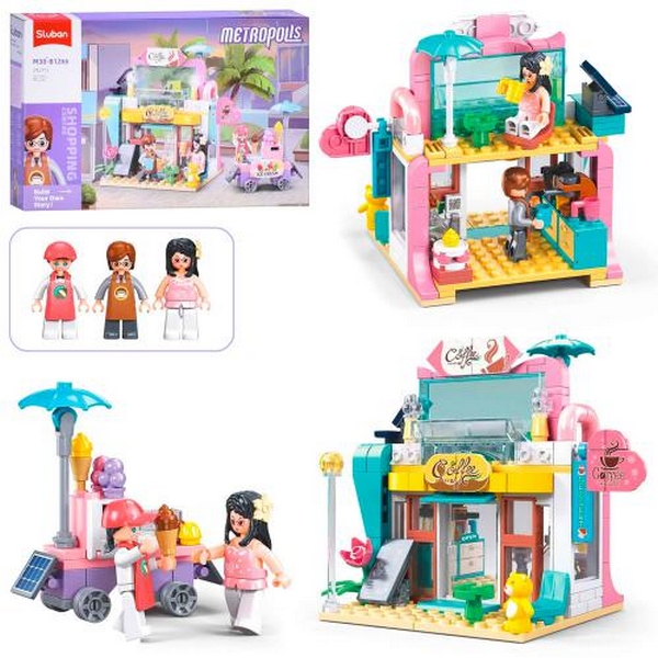 Конструктор SLUBAN M38-B1266 (16шт) рожева серія, кафе, фігурки, 242дет, в кор-ці, 38-24-7см (шт.)