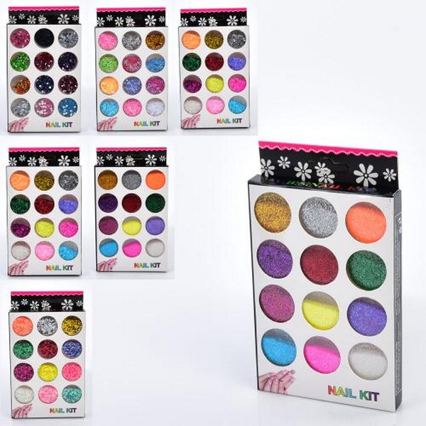 Набір для творчості FG240408116A (264шт) блиск/глітер, набір 12шт (баночка з кришкою), мікс видів, в (шт.)