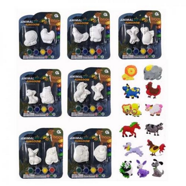 Набір для творчості MK 5493 (120шт) гіпсові фігури 2шт, тварини, 6см, фарби 4шт, пензлик, мікс видів (шт.)