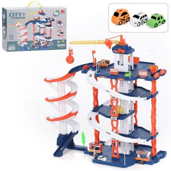 Гараж A333-255G (12шт) 5 поверхів, ліфт (механічний), кран (механічний, магнитний крюк), машинки 3шт (шт.)