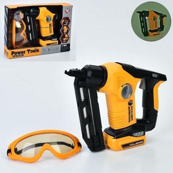 Набір інструментів T016B (24шт) цвяхомет 27см, окуляри/маска захисна, світло, на бат-ці, в кор-ці, 3 (шт.)