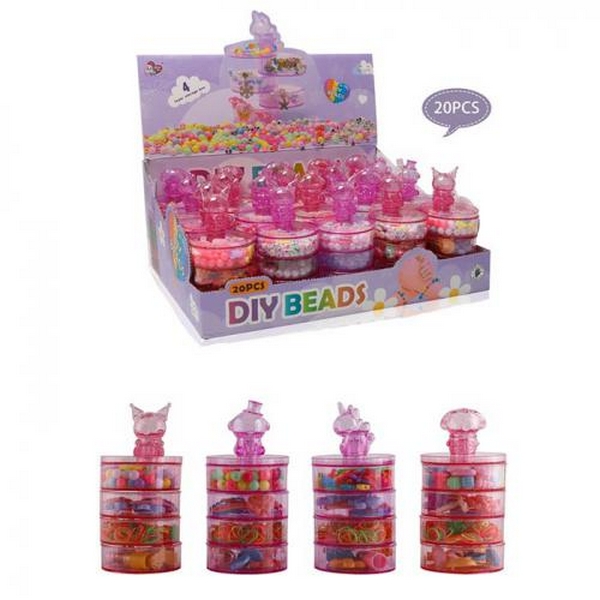 Набір для творчості LD6514-4 (160шт) набір для плетіння прикрас, намистини, резинки, скринька, помад (шт.)