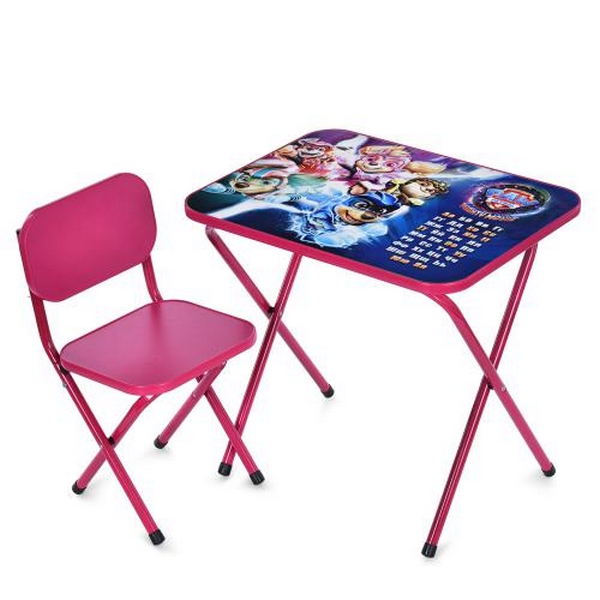 Столик M 5961-8 (1шт) 59,5-44см, 1 стільчик, складний, в кор-ці, 65-55,5-7см, ЩП, укр.абетка, малина (шт.)