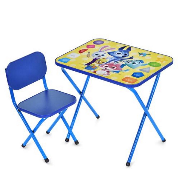 Столик M 5964-4 (1шт) 59,5-44см, 1 стільчик, складний, в кор-ці, 65-55,5-7см, звірята, фігури, синій (шт.)
