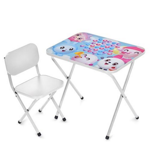 Столик M 5971-1 (1шт) 59,5-44см, 1 стільчик, складний, в кор-ці, 65-55,5-7см, МШ, укр.абетка, білий (шт.)