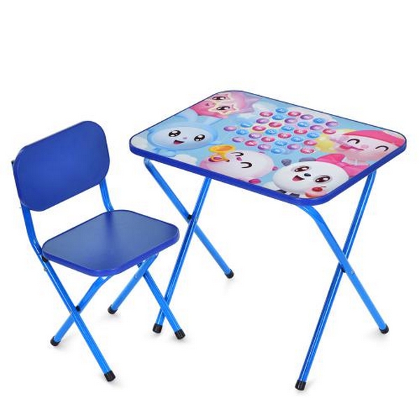 Столик M 5971-4 (1шт) 59,5-44см, 1 стільчик, складний, в кор-ці, 65-55,5-7см, МШ, укр.абетка, синій (шт.)