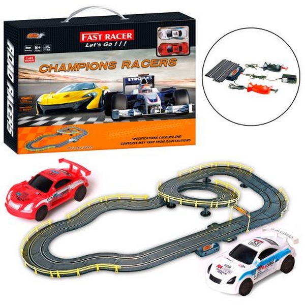 Трек 6612-B (6шт) д/к(на шнурі), 1:43, 550см, машинка 2шт, від мережі 220V, в кор-ці, 56-43,5-5см (шт.)