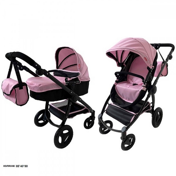 Коляска для ляльки 2в1 CARRELLO ULTRA 9696  PINK з сумкою метал.кор.51*14,5*44,5 /1/ (шт.)