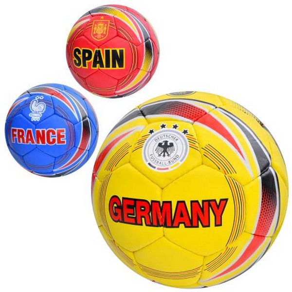М'яч футбольний 2500-279 (30шт) розмір5,ПУ1,4мм,ручна робота, 32панелі, 400-420г, 3види(країни), в п (шт.)