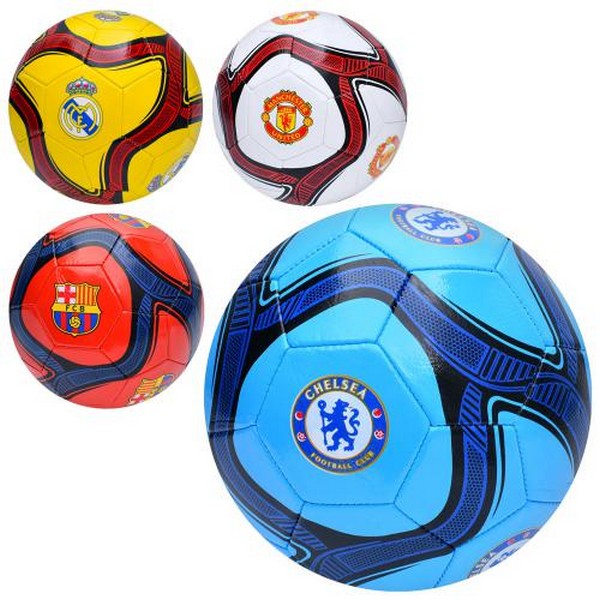 М'яч футбольний EN 3316 (30шт) розмір 5, ПВХ 1,6мм, 260-280г, 4види(клуби), у пакеті (шт.)