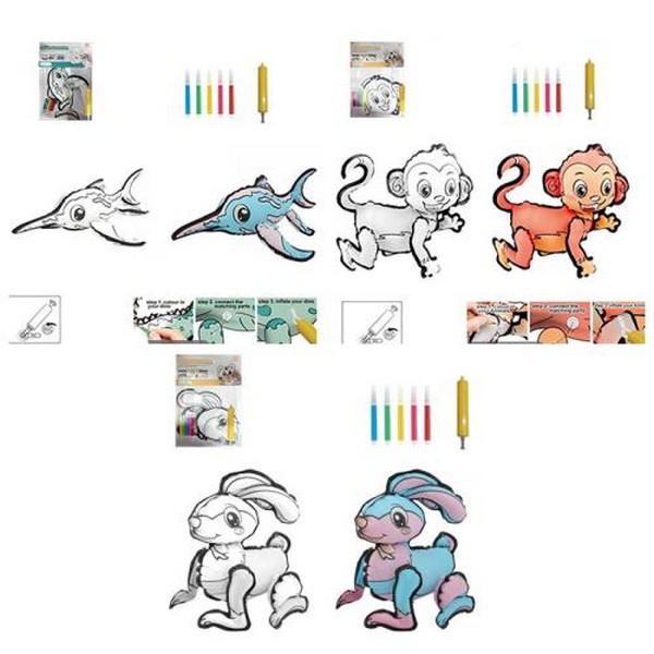 Набір для творчості HD2629A2-B2-F2 (150шт) розмалевка, надувна іграшка, фломастери 5шт, насос, 3 вид (шт.)