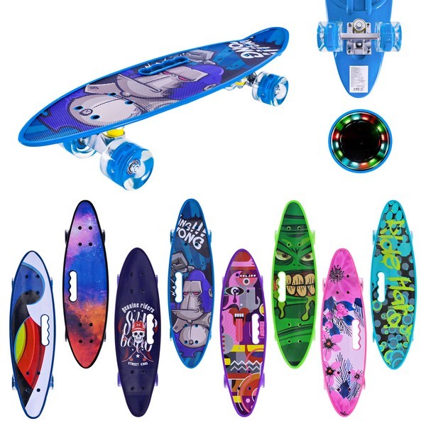 Пенні борд арт. SC25146 (8шт)   56*15 см колеса PU свiтяться,мікс 8 видів, у плівці (шт.)