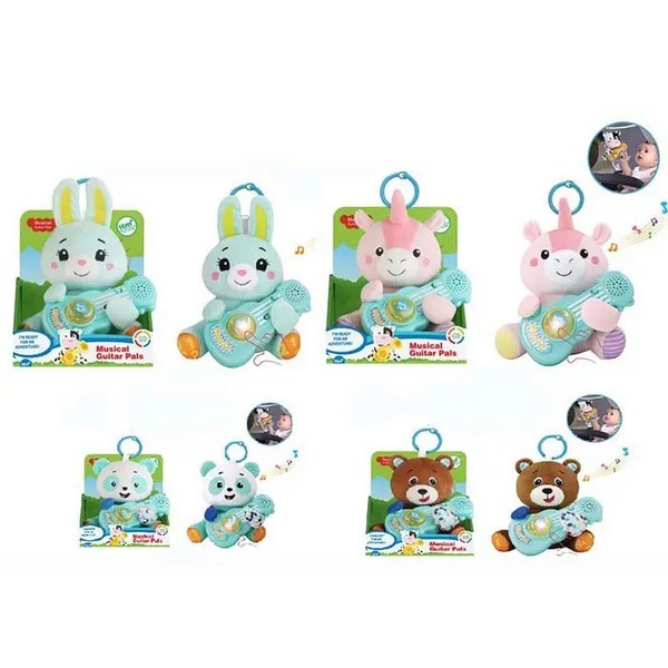 Підвіска м'яка 1948-5-6-7-8 (18шт) 25см, тварина 18см, гитара 16см, музика, світло, плюш, 4 види, на (шт.)