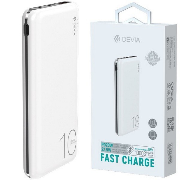 Зовнішній акумулятор DEVIA Smart series 22.5W (4199) (10000Mah) білий (шт.)