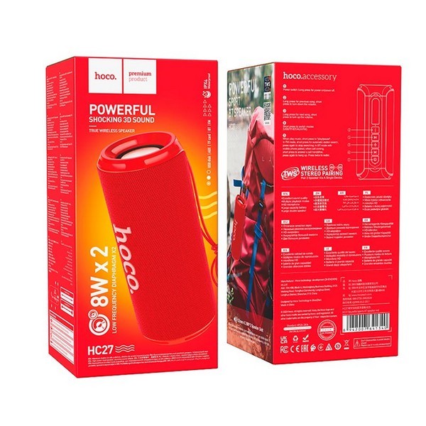 Портативна Bluetooth колонка HOCO HC27 Soundful sports BT speaker red (шт.)