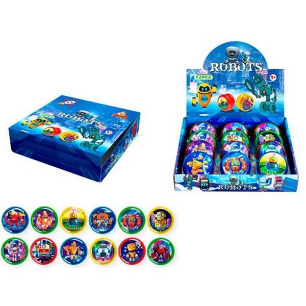 Йо-йо MR 1367-2 (72шт) 6см, принт-робот, світло, бат(табл), 4 кольори/мікс видів, 12шт в дисплеї, 22 (шт.)