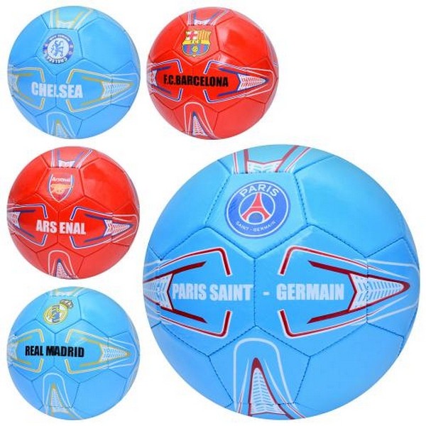 М'яч футбольний EN 3307 (30шт) розмір 5, ПВХ 1,6мм, 260-280г, 5видів(клуби), у пакеті (шт.)