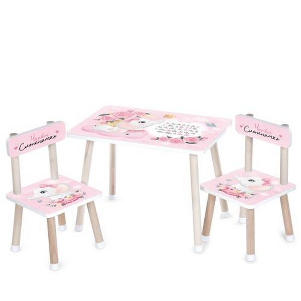 Столик M 501-14 (1шт) 2 стільчика, дерев'яний, укр.абетка, слоненятко (шт.)