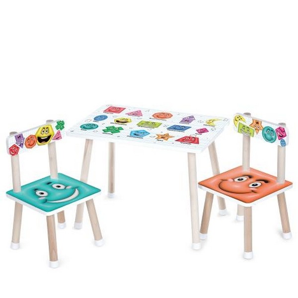 Столик M 501-4 (1шт) 2 стільчика, дерев'яний, фігури, емоції (шт.)