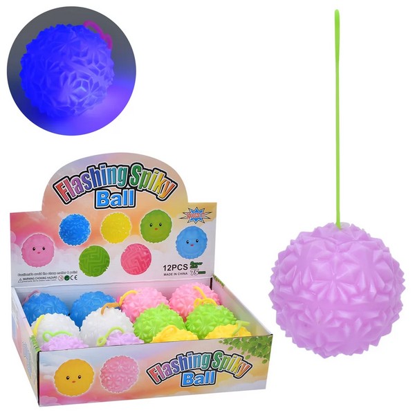 М'яч дитячий MS 4288 (144шт) 7,5см, довга ручка, текстурний, пискавка, світло, бат(табл), 12шт(6коль (шт.)