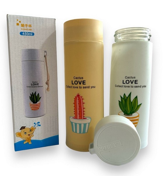 Пляшка для води 450 мл скляна у коробці (19*6.5) см. № M24-6 (7768) (100) (шт.)