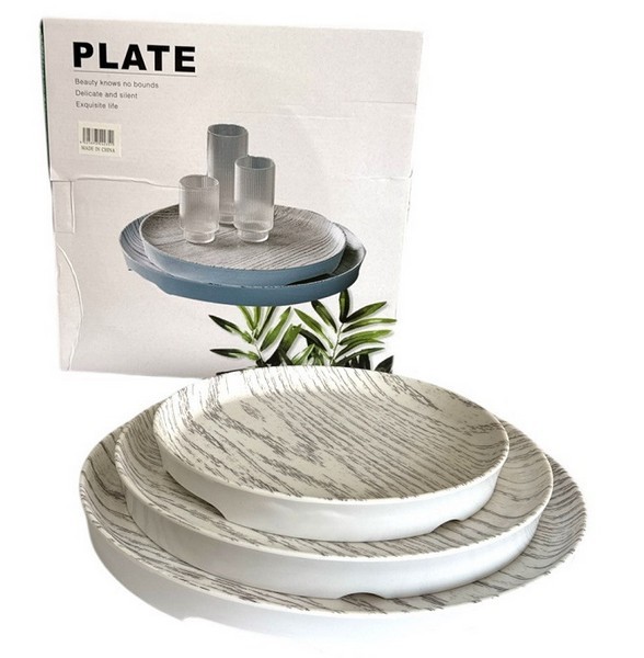 Набір меламінових круглих таць,  3шт . (25*3+29.8*3+34*3см)  №Y34-KB-1 (2351) (18) (шт.)