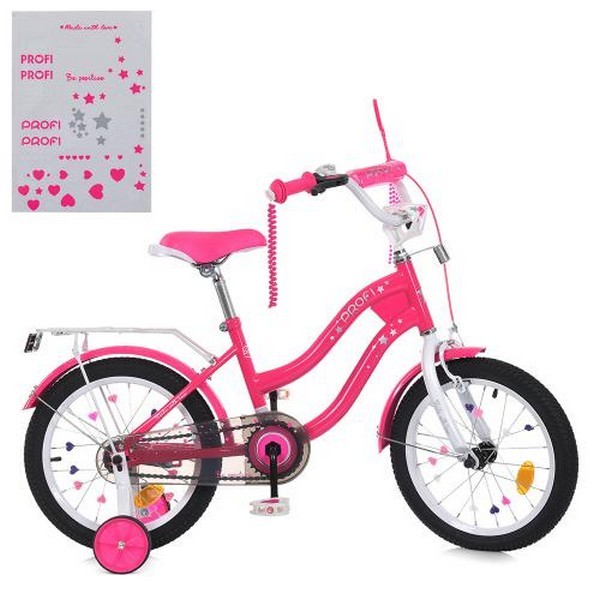 Велосипед дитячий PROF1 16д. MB 16062-1 (1шт) STAR,SKD75,малиновий,дзвін.,ліхтар,багажник,дод.кол (шт.)