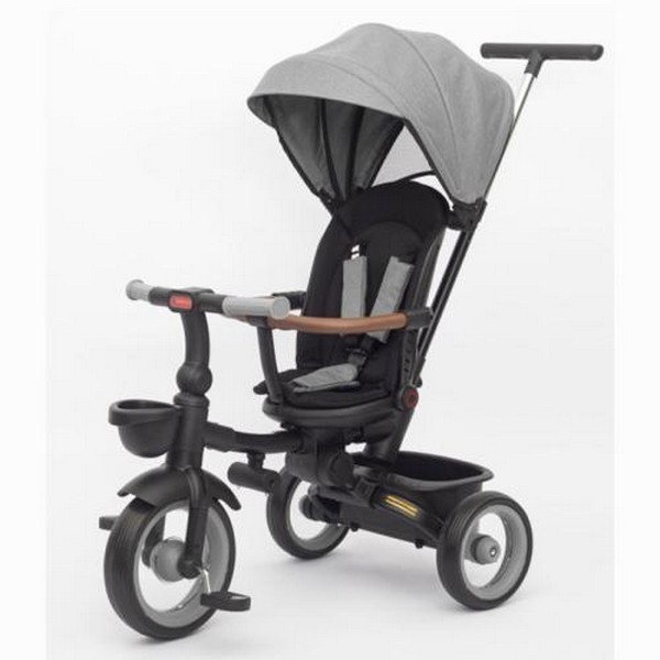 Велосипед MT 1038 Grey (1шт) 3 колеса EVA, поворотн, складний, батьківська ручка, багажник,корзина, (шт.)