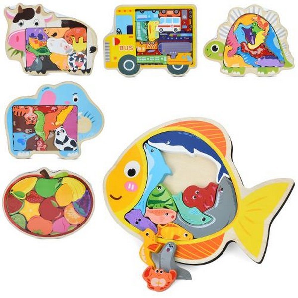 Дерев'яна іграшка Пазли MD 1500 (50шт) головоломка, логічна гра, 6 видів, у пакеті, від 21,5-17-1см (шт.)