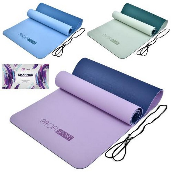 Йогамат MS 0613-26 (12шт) для йоги/фітнесу, TPE, 183-61см, 6мм, двокольоровий, 3 кольори, у пакеті, (шт.)