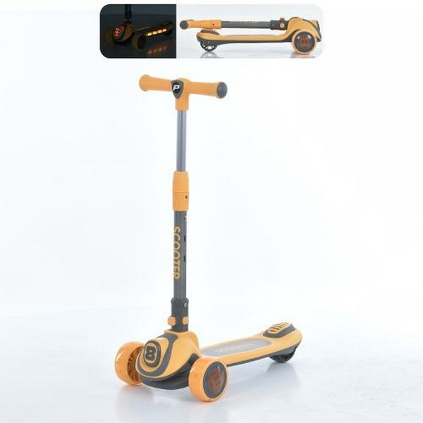 Самокат JR3-136-Y (1шт) метал+пластик, 3 колеса ПУ, 2передніх 110мм світло, 1 заднє 90мм світло, кер (шт.)