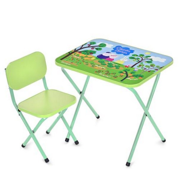 Столик M 5963-5 (1шт) 59,5-44см, 1 стільчик, складний, в кор-ці, 65-55,5-7см, PP, овочі-фрукти, лайм (шт.)