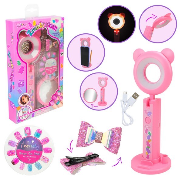 Аксесуари для дівчат арт. T257S   лампа для селфі з ЮСБ кабелем, наліпки на нігті, дзеркало, аксес к (шт.)