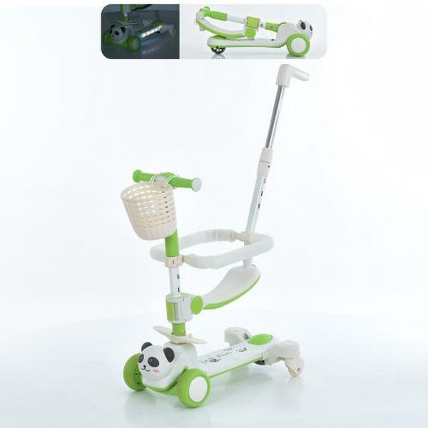 Самокат JR3-142-GR (1шт) 5в1(біговел, бат.ручка), метал+пластик, 3колеса, 2перед.120мм світло,заднє8 (шт.)