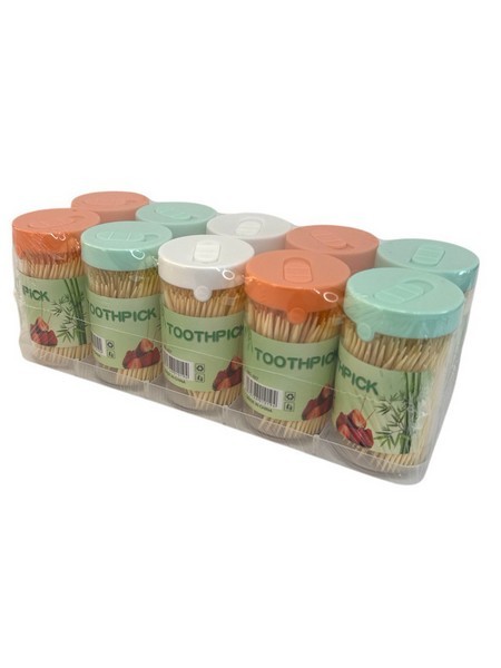 Зубочистки бамбук. у банці 250шт. 10шт в упак (4,5*8)см №927 (360) (шт.)