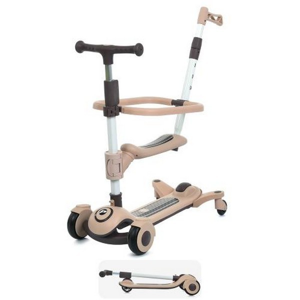 Самокат JR3-127-BRN (1шт) 3в1, метал+пластик, 3колеса PU, 2пер 120мм світло, задн 90мм світло, кермо (шт.)