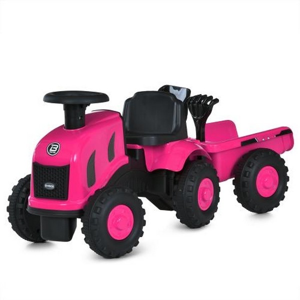 Каталка-толокар M 6154-8 (1шт) трактор з причепом, рожевий (шт.)